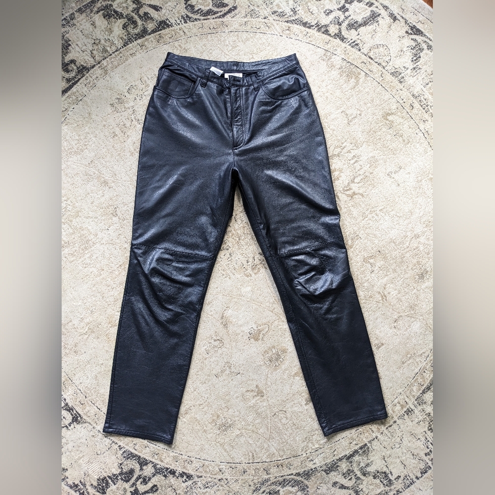 Jones New York Sport Women's Black Soft Cowhide Leather Pants Size 12